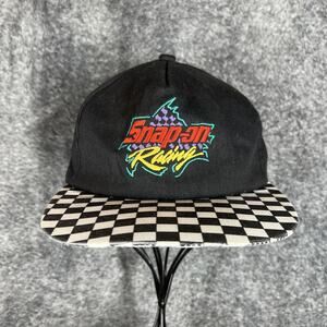 Vintage Snap-on Racing Hat Cap Snap Back One Size Black Checkered Brim USA 90s